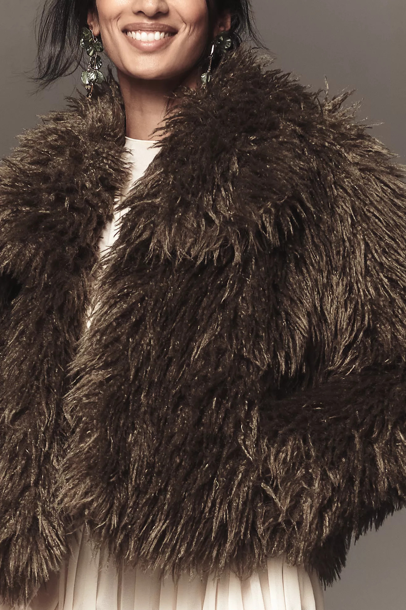 NVLT Crop Fringe Faux Fur Coat | Anthropologie (US)