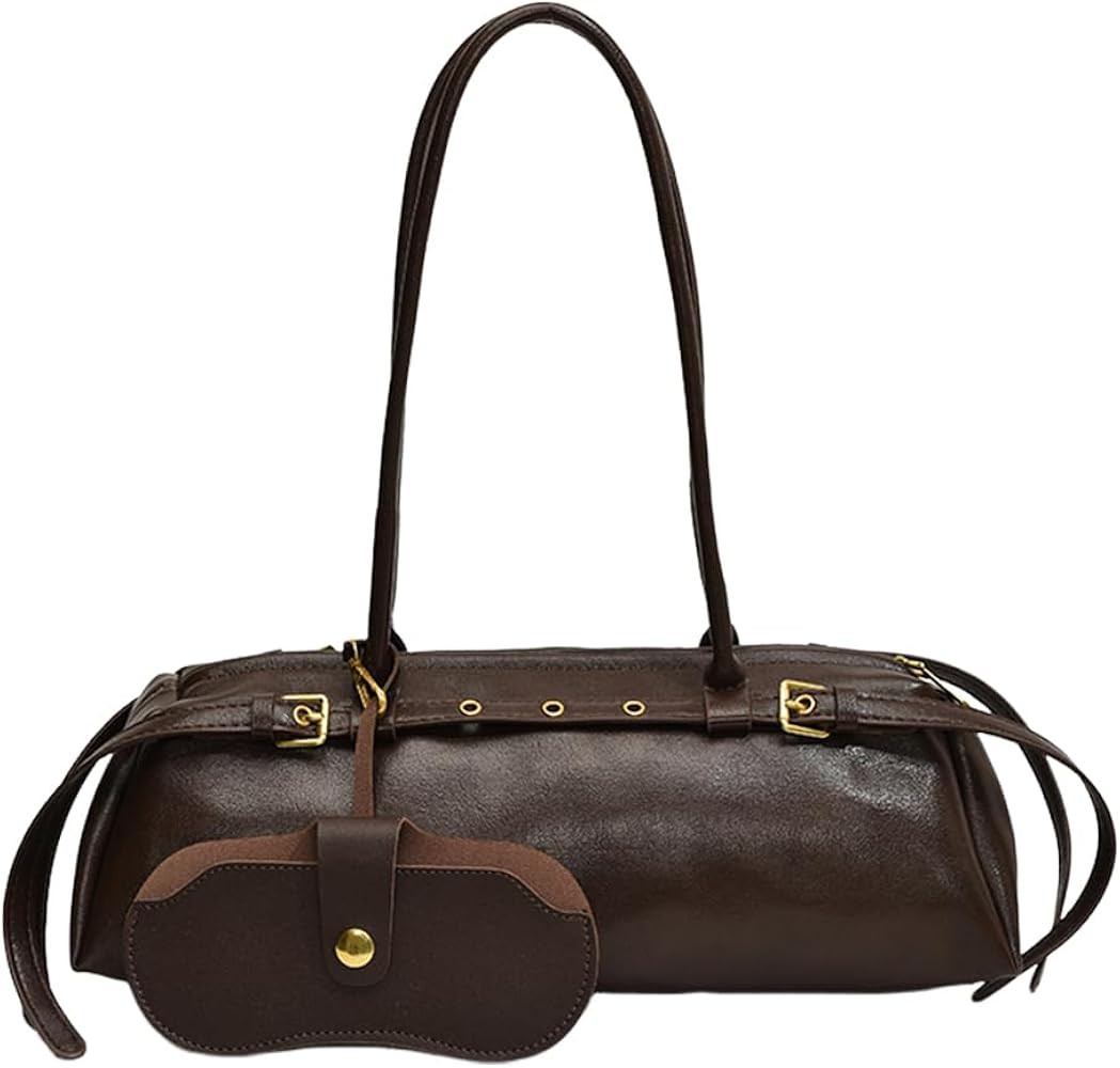 Boston Handbag for Women Solid Shoulder Bag PU Leather Retro Underarm Bag Tote Bag Bag (Coffee) | Amazon (US)