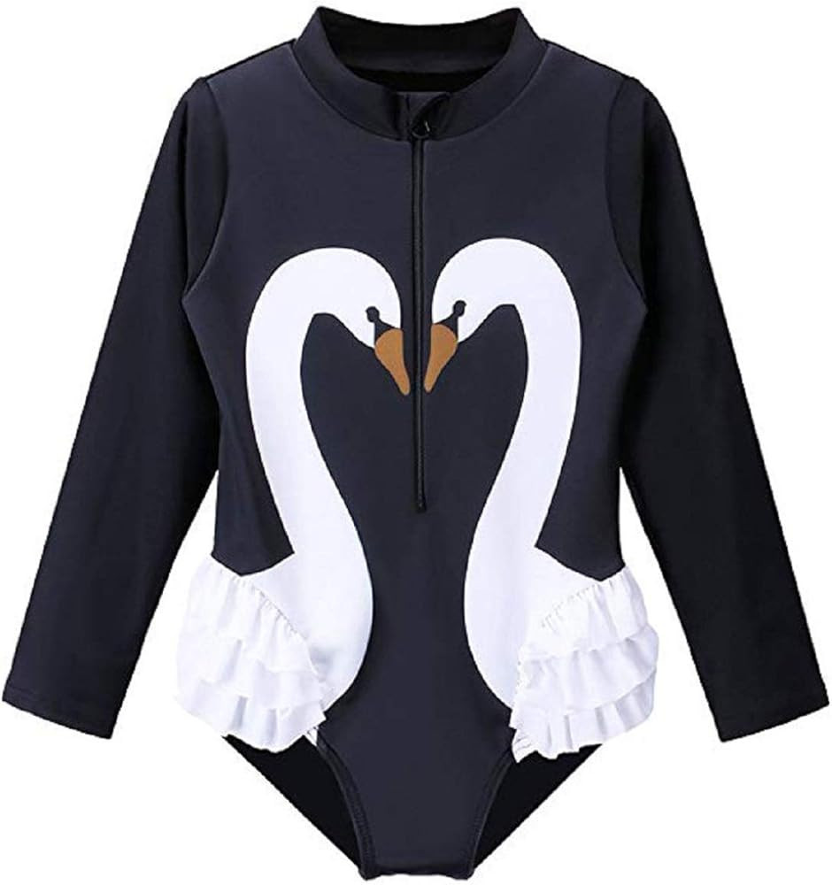 Baby Girls Kids 2Pcs Long Sleeve Flamingo Swimsuit Rash Guard Bathing Suit Toddlers Swimsuit | Amazon (US)