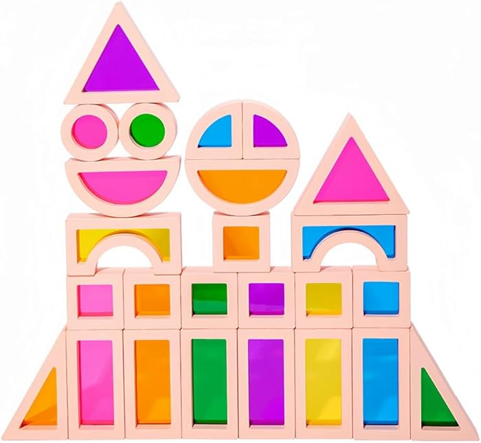 Rainbow Blocks, Acrylic Building Block, Rainbow Stacking Sensory Toys, 25 PCS | Amazon (US)