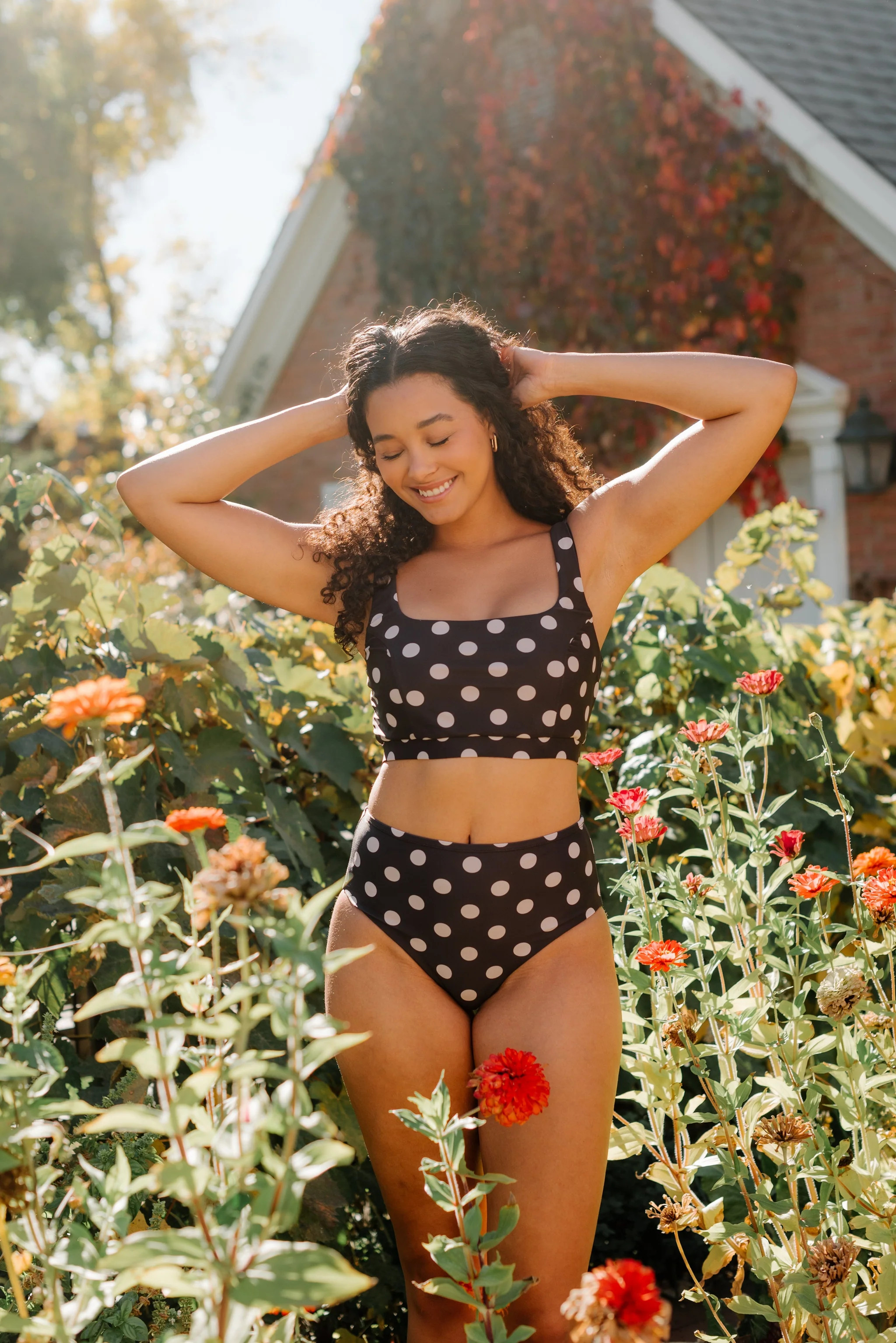 Retro Dot Scoop Bralette | Lime Ricki