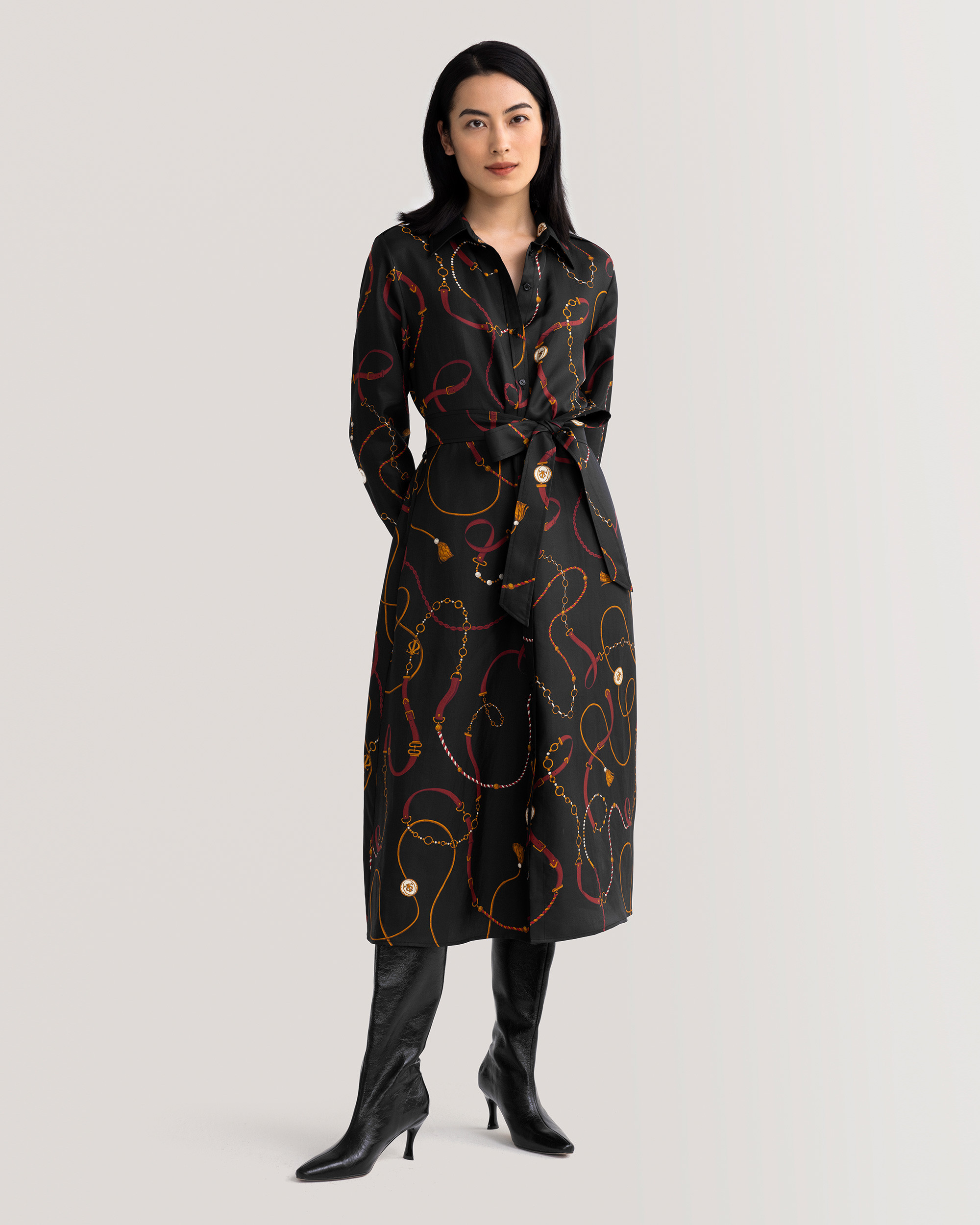 Louisville Print Trench Dress | LilySilk