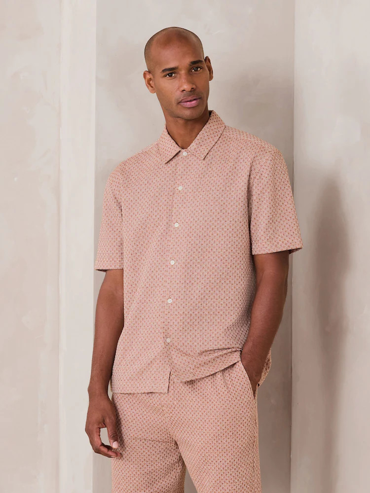 Buy Orange Textured Waffle Short Sleeve Shirt from Next USA | Next US