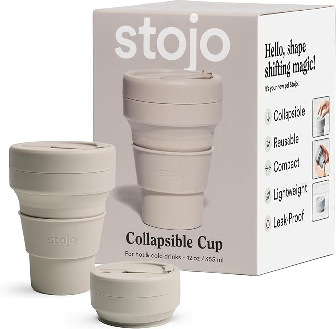 STOJO Collapsible Travel Cup - Reusable To-Go Pocket Size Silicone Bottle for Hot and Cold Drinks... | Amazon (US)