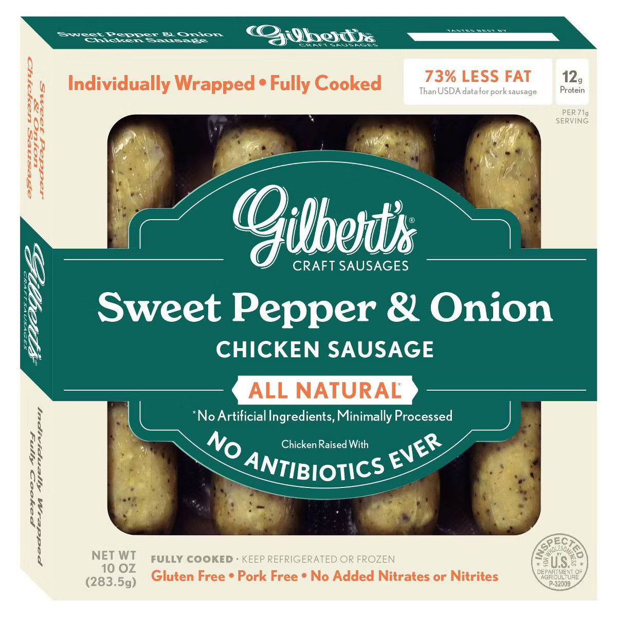 Gilbert's Craft Sweet Pepper & Onion Chicken Sausage - 10oz | Target