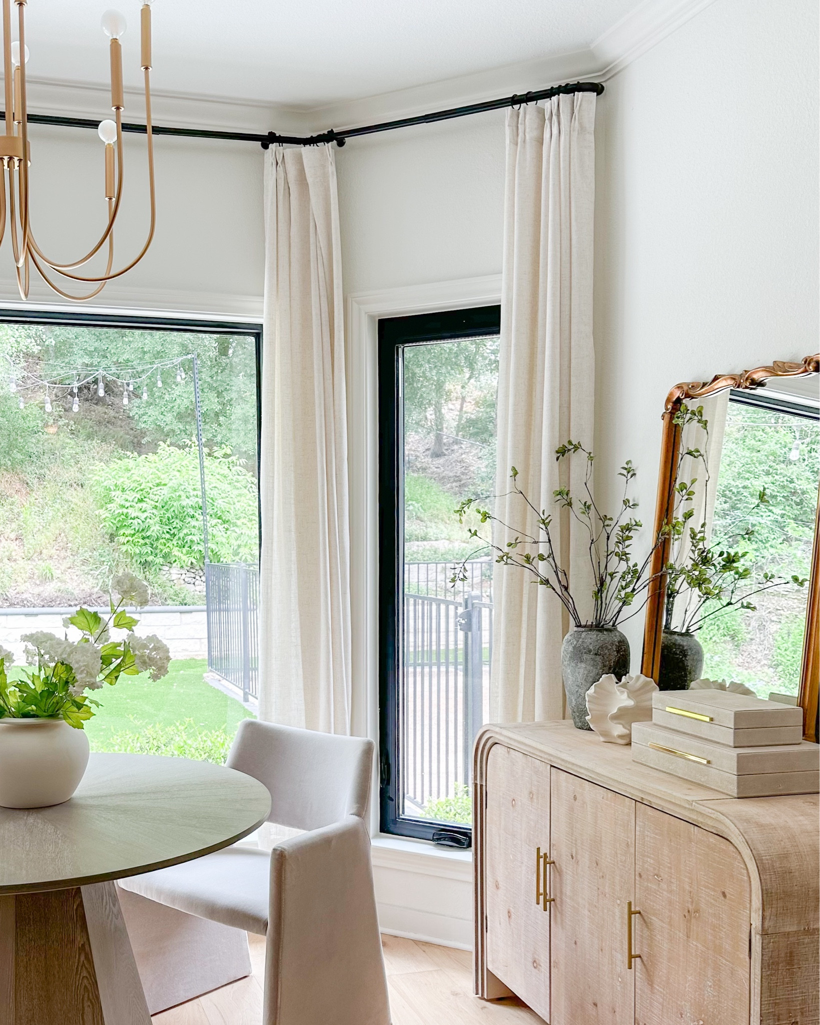 Amazon linen semi-sheer curtains in Natural! I ordered a TON of panels to find the perfect color and fabric and these were my favorite! And my bay window curtain rod is linked! 😊

#LTKFindsUnder50 #LTKStyleTip #LTKHome