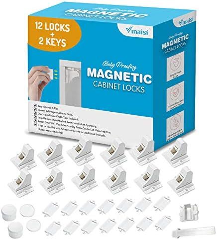 Amazon.com : Vmaisi Adhesive Magnetic Cabinet Locks (12 Locks and 2 Keys) : Baby | Amazon (US)