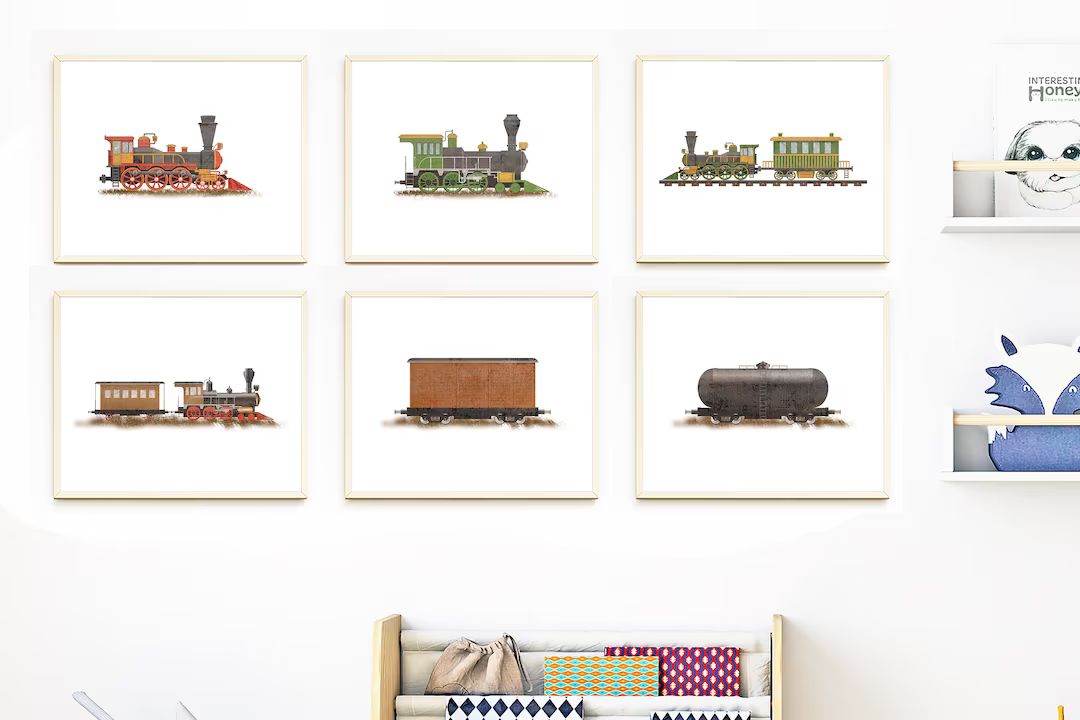 Train Wall Prints,Train Wall Decor,Train Wall Art,Railroad Nursery Prints,Boys Bedroom Art,Train ... | Etsy (US)
