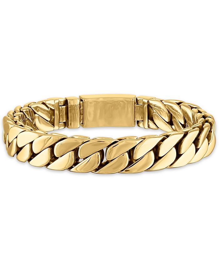Esquire Men's Jewelry Curb Link Chain Bracelet in Gold-Tone Ion-Plated Stainless Steel, Created f... | Macys (US)