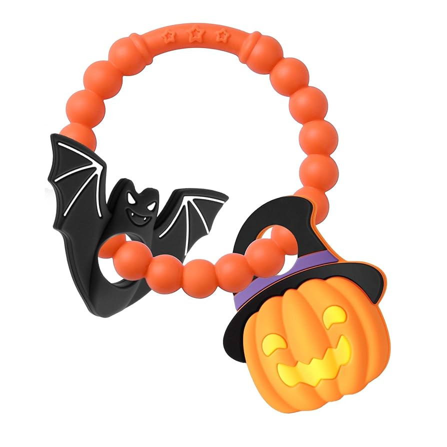 Halloween Baby Teether,Baby Teething Toys Boo Basket Stuffers,Pumkin & Bat Teether for Babies 3-6... | Amazon (US)