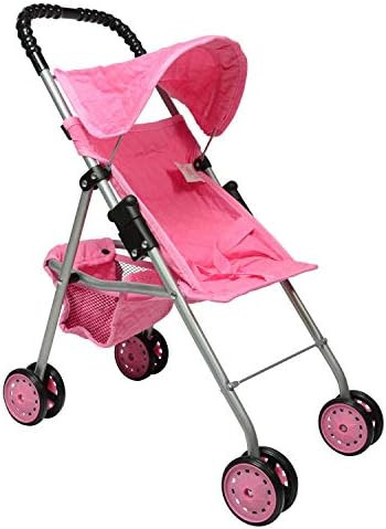 The New York Doll Collection My First Doll Stroller with Basket, Foldable Doll Stroller (Pink Qui... | Amazon (US)
