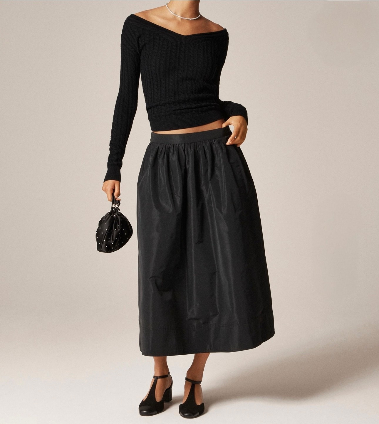 Midi taffeta skirt 