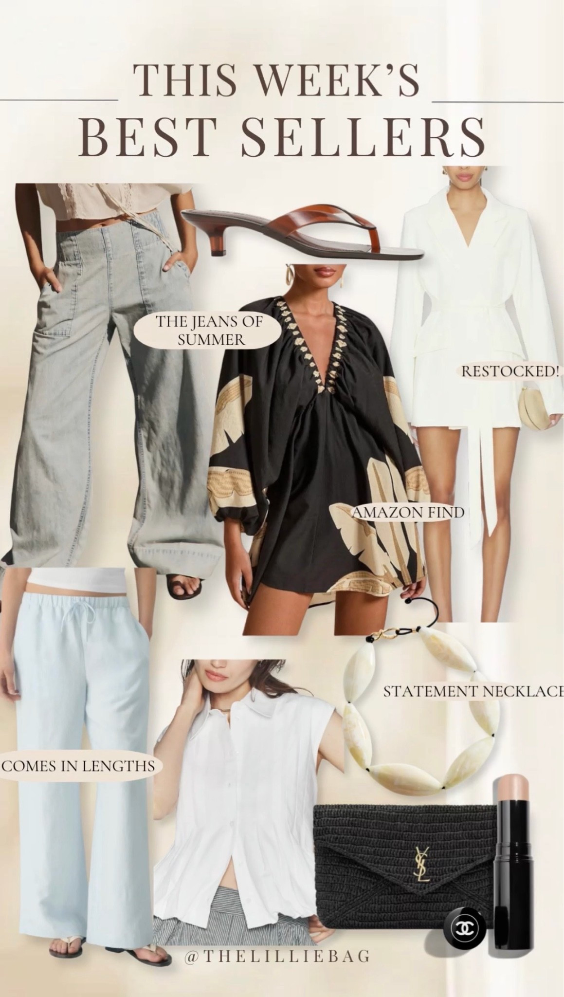 ✨ This Week’s Bestsellers ✨

From the jeans of summer and my favorite summer pants (they come in lengths!) to chic vacation finds, statement accessories, and luxe-for-less favorites, these were your most-loved picks this week. 🤍

summer outfits, vacation outfits, travel outfits, beach outfits, date night outfits, wide leg jeans, business casual workwear, summer dresses, Amazon fashion, neutral style, resort wear, summer sandals

#LTKgrwm #LTKootd #LTKSeasonal