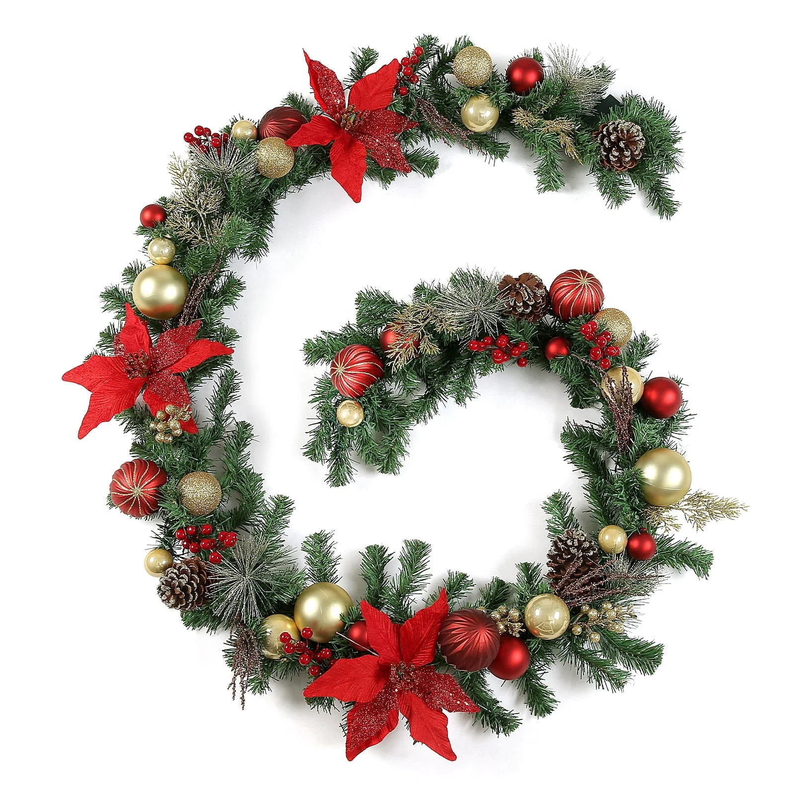 WBHome Pre-lit 6 Feet/72 Inch Christmas Garland, Red & Gold Lighted Garland with 35 LED Lights fo... | Walmart (US)