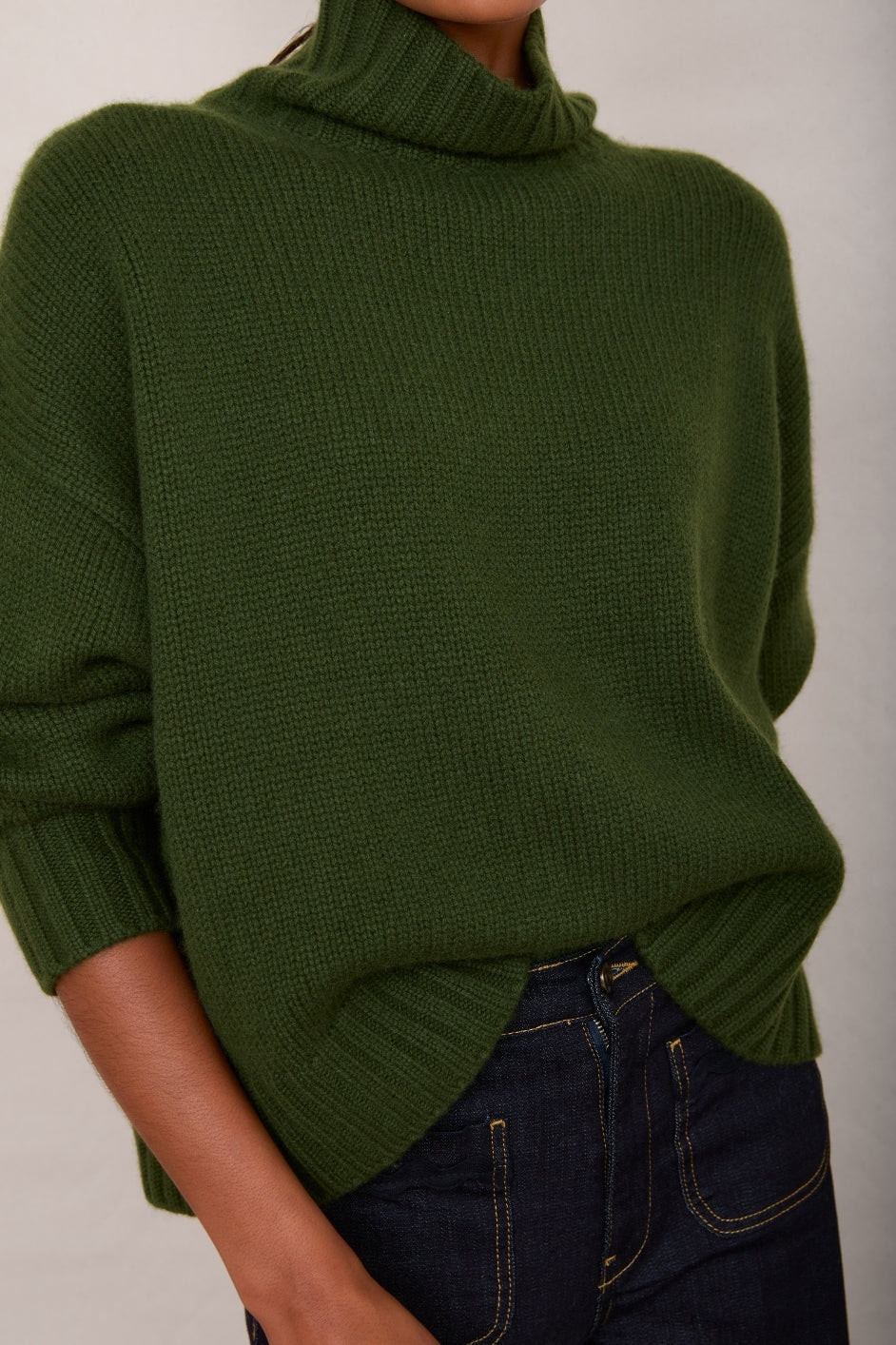 Liana Chunky Funnel Neck Jumper - Moss Green | WYSE London