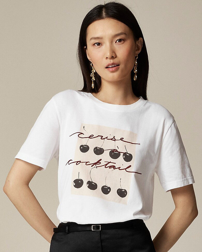 Relaxed-fit "Cerise cocktail" graphic T-shirt in broken-in jersey | J. Crew US