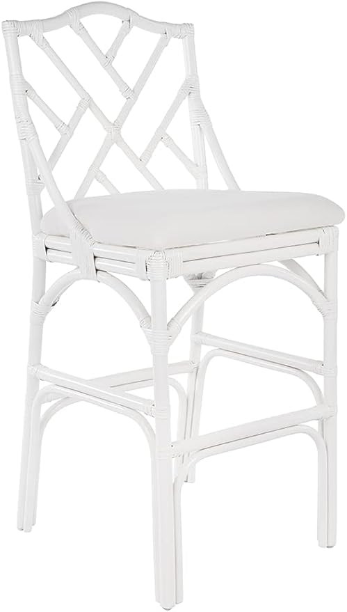 KOUBOO Chippendale Rattan Barstool, White | Amazon (US)