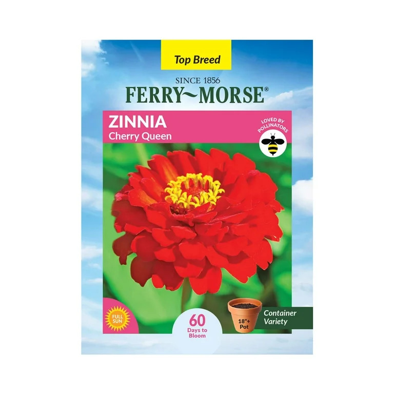 Ferry-Morse 400MG Zinnia Cherry Queen Annual Flower Seeds, Full Sun | Walmart (US)