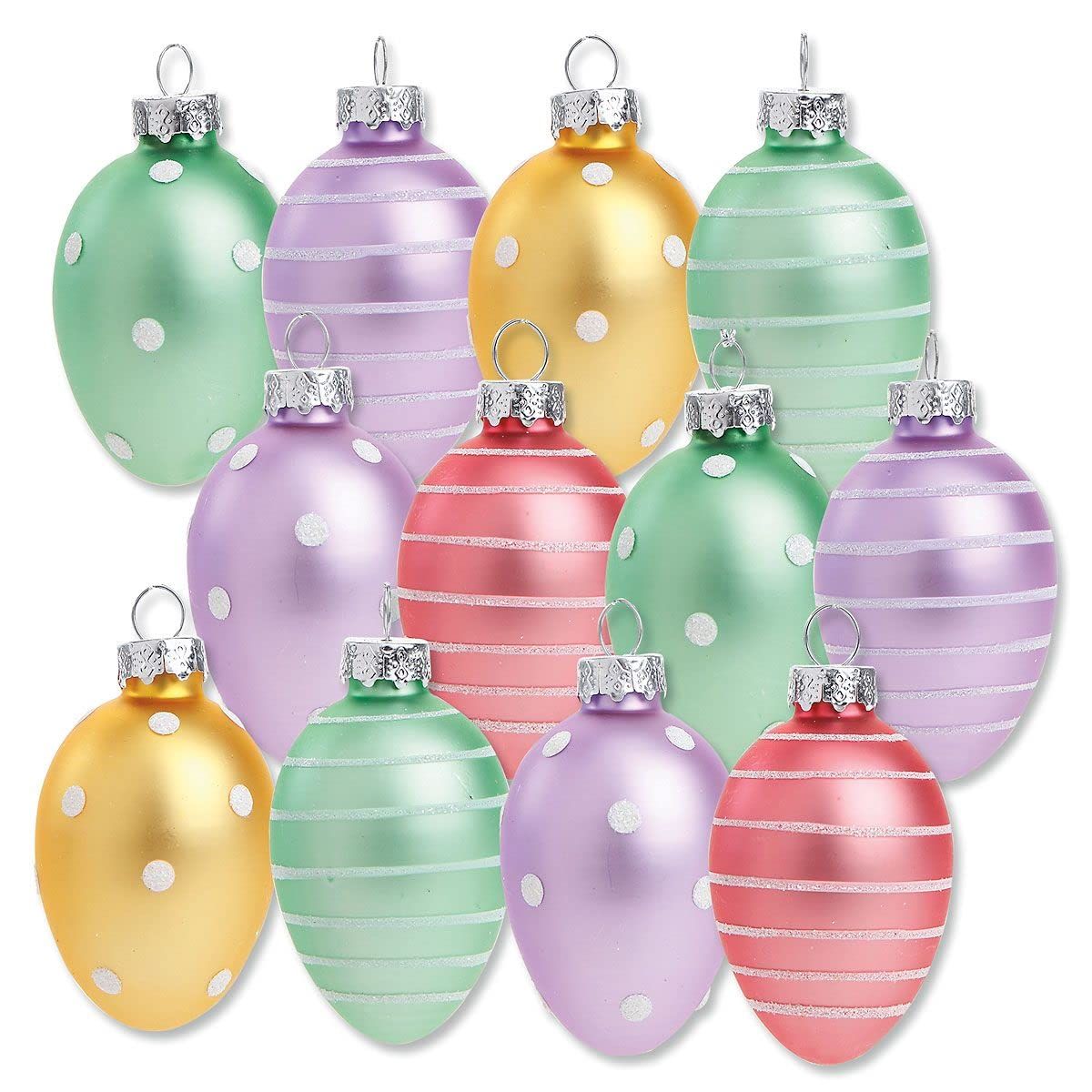 Lillian Vernon Pastel Frost Glass Easter Egg Ornaments - Set of 12, Holiday Home Decor, Spring Mi... | Amazon (US)