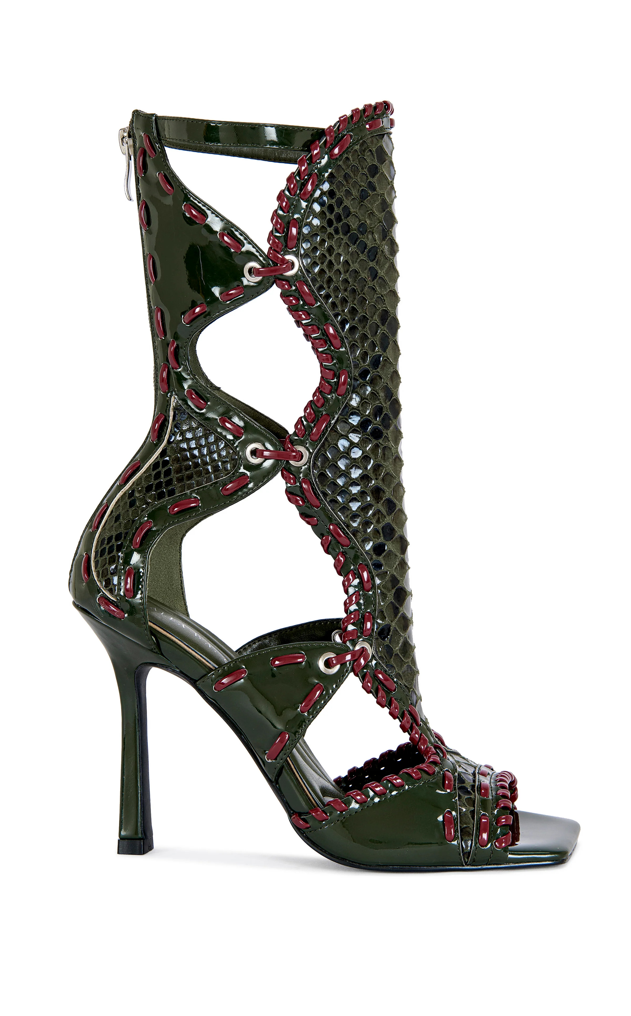 INDRANI-OLIVE GLADIATOR STILETTO SANDAL BOOTIE | Azalea Wang