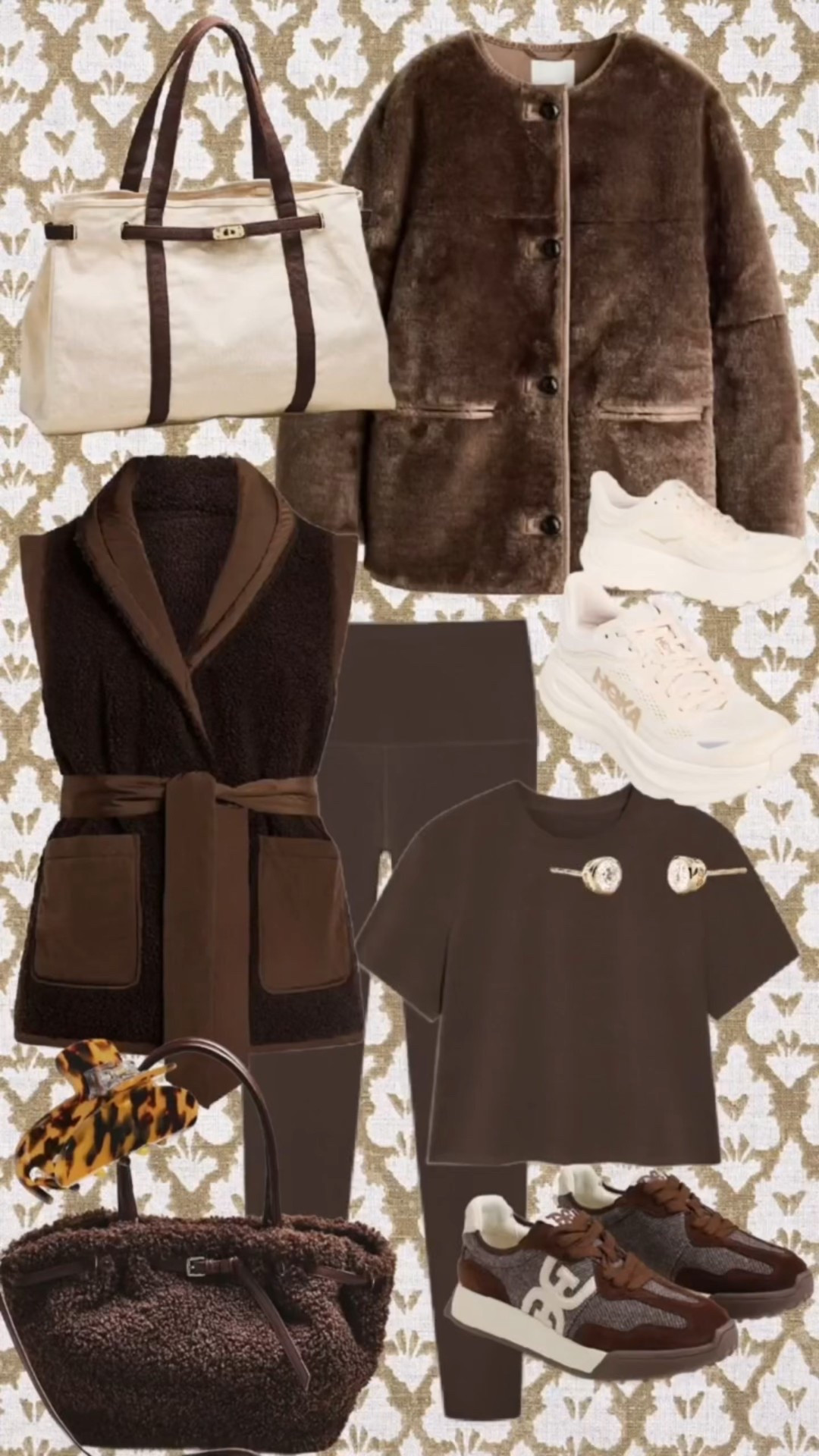 If you live in neutrals, this one’s for you. Cozy brown layers, a soft shearling jacket, chocolate vest, sleek leggings, and everyday sneakers that actually go with everything.

#LTKootd