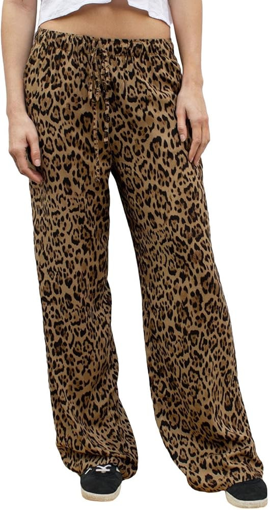 SOLILOQUY Women Y2K Striped Pants Wide Leg Drawstring Pajama Pants Comfy Casual Loose Fit Going O... | Amazon (US)