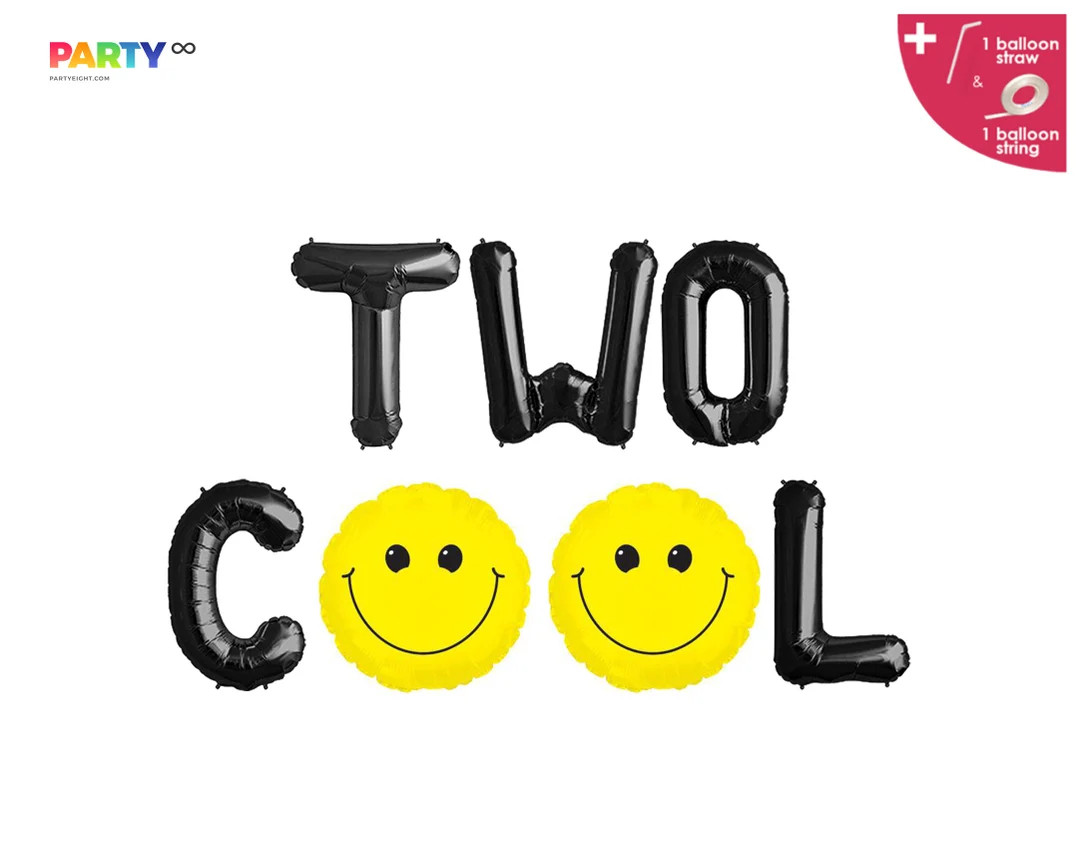 TWO COOL Smile Face Birthday Party Banner Decorations | 2nd Birthday Party Banner/Sign |  2nd Bir... | Etsy (US)