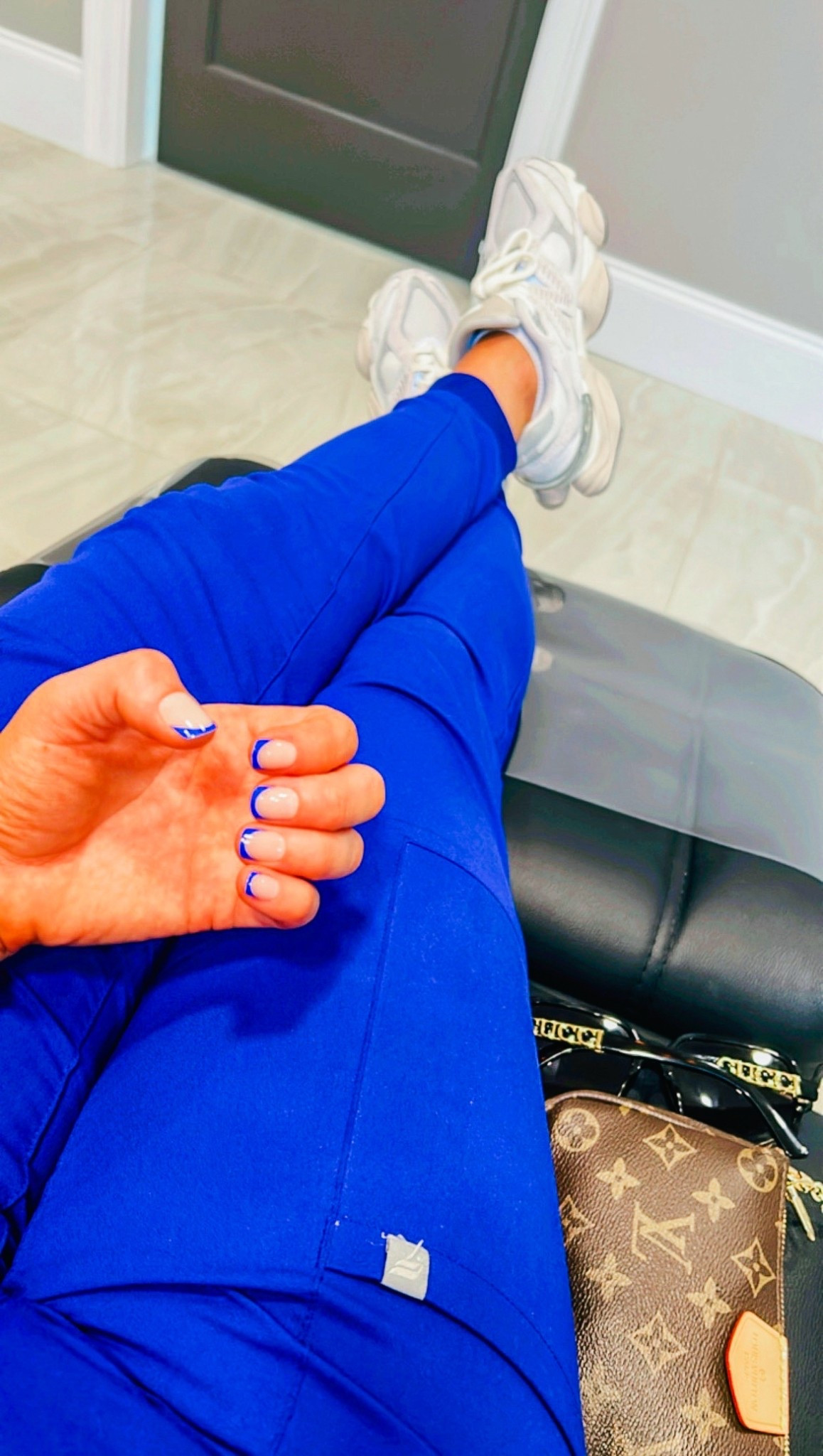 Royal blue jogger scrubs + matching french mani 🦋🌀

#LTKselfcare #LTKWorkwear #LTKTall