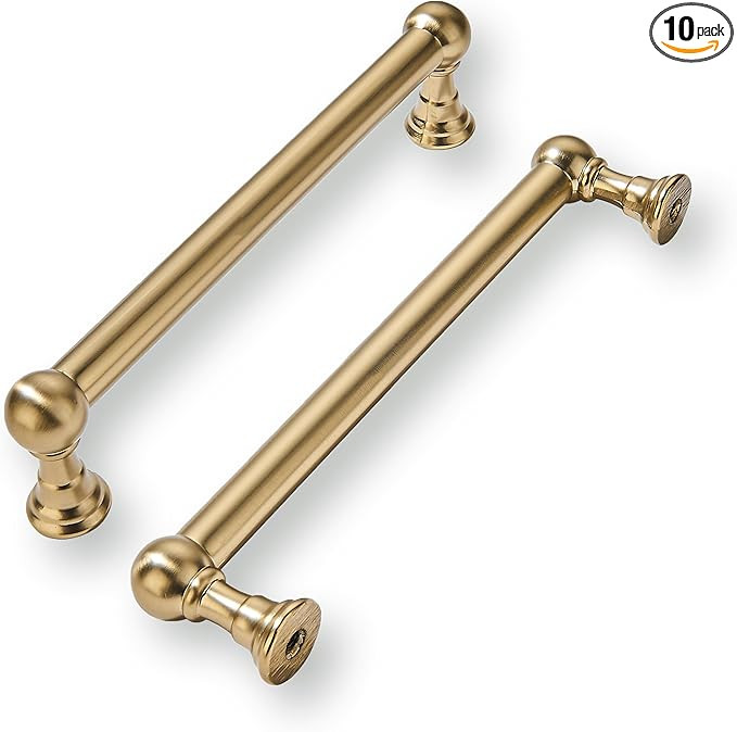 khtumeware 10 Pack 5 Inch Hole Center Champagne Bronze Cabinet Pulls Heavy Duty Solid Satin Brass... | Amazon (US)