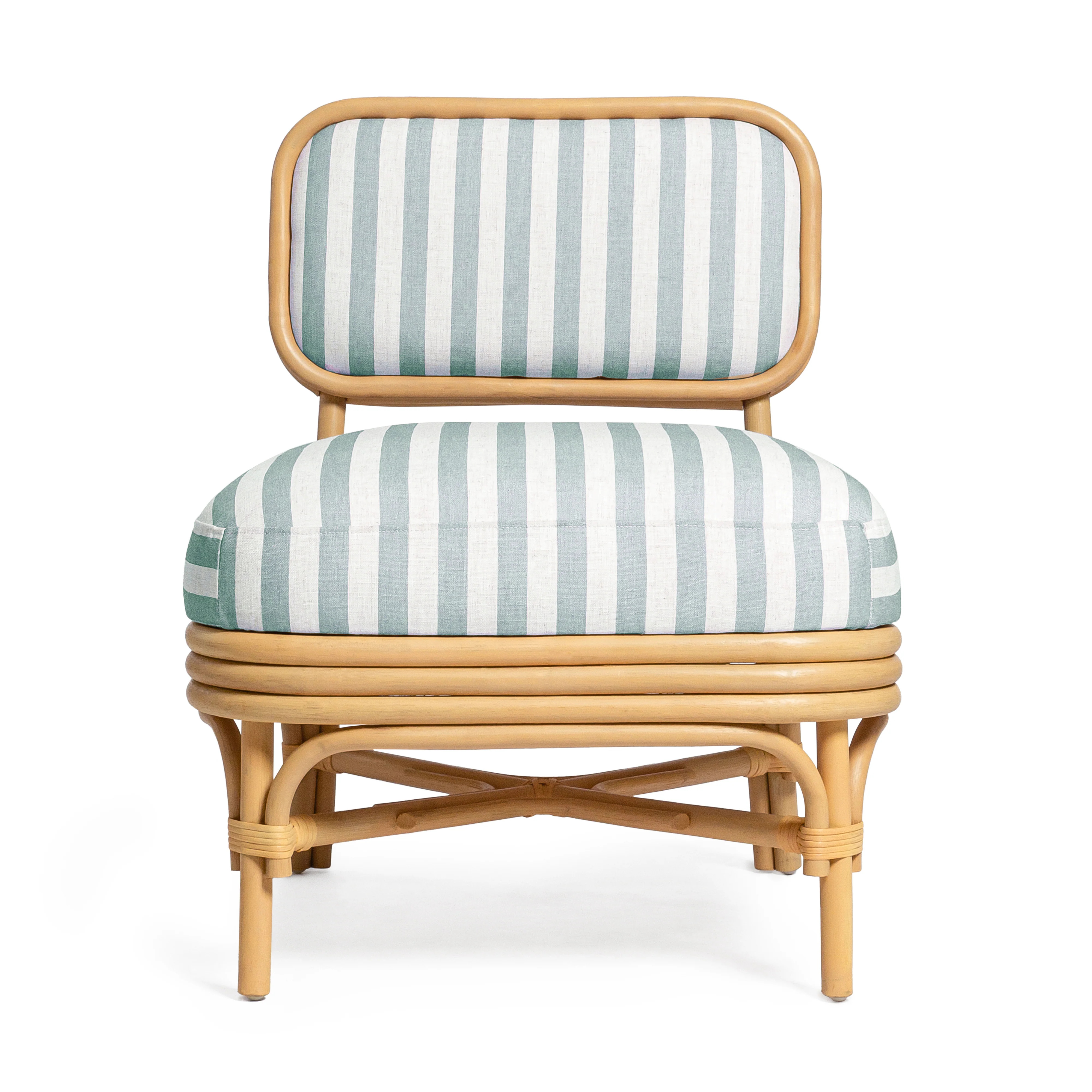 Dorine Striped Performance Linen & Rattan Accent Chair | TOV Furniture