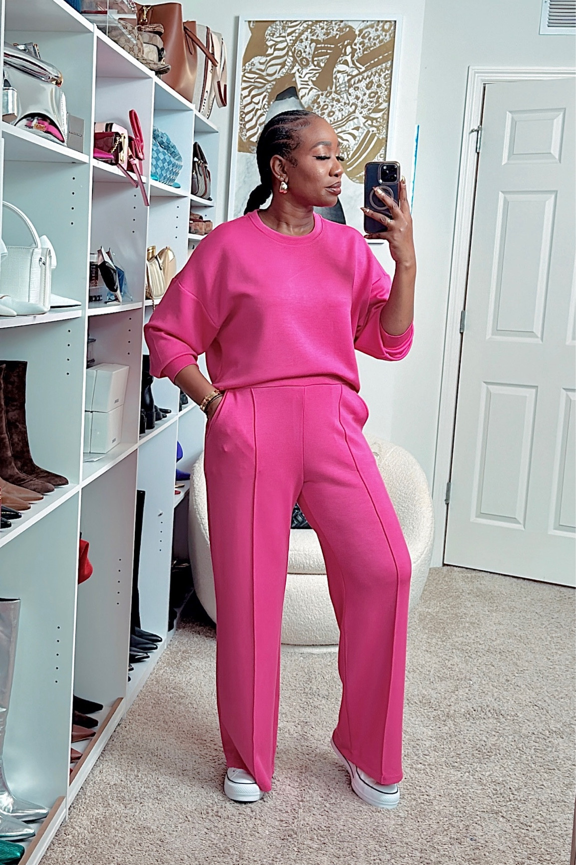 On Wednesdays we wear pink💕💕 Obsessed with this pink pants set from Walmart. 
I’m wearing a size medium in both top and bottom. Paired it with my favorite converse.


#LTKfindsunder50 #LTKstyletip #LTKover40