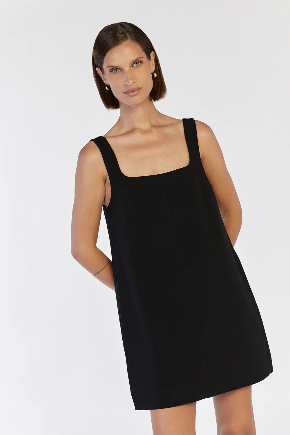 ROSA BLACK SHIFT MINI DRESS | DISSH