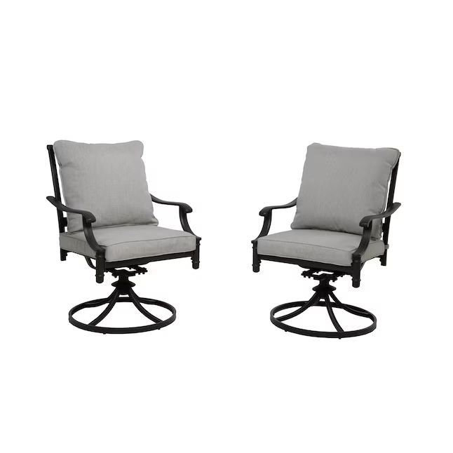 allen + roth Thomas Lake Set of 2 Gray Steel Frame Swivel Dining Chair with Gray Cushioned Seat | Lowe's