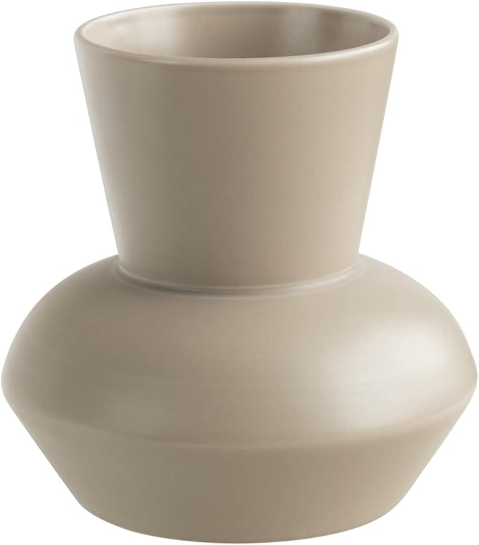 Wide Mouth Ceramic Flower Vase, Minimalist Decor for Living Room (Coconut Café) | Amazon (US)