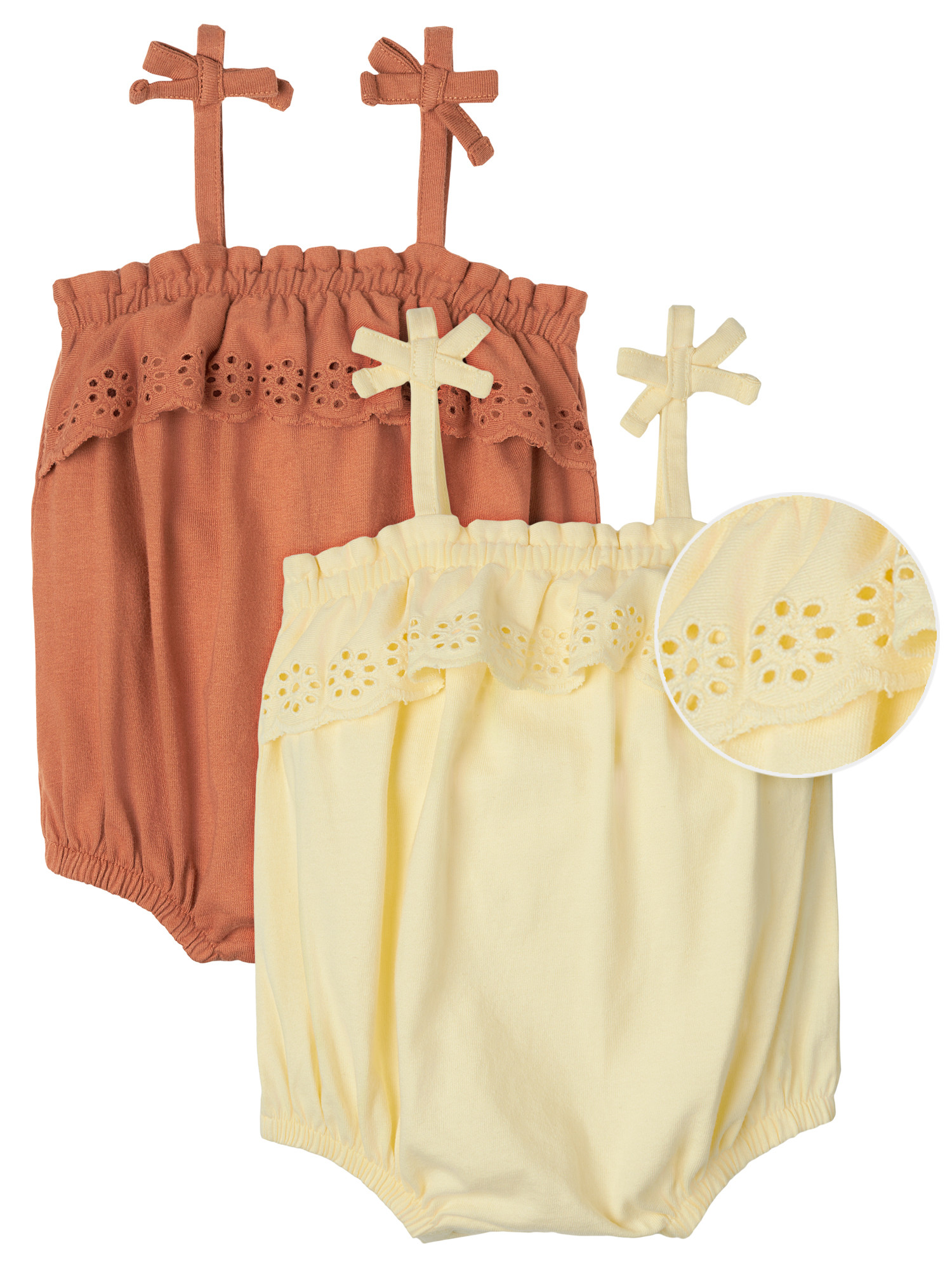 Modern Moments by Gerber Baby Girls Bubble Romper with Eyelet Trim, 2-Pack, Sizes 0/3-24M | Walmart (US)