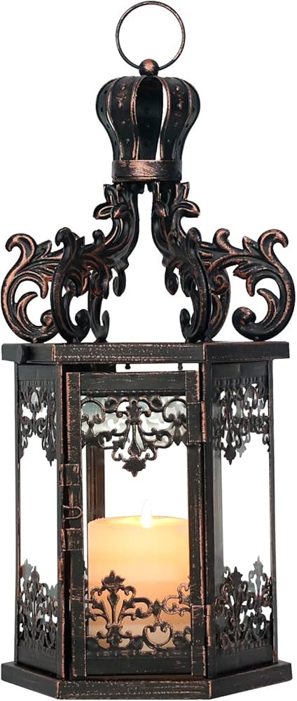 NEEDOMO Large Lanterns Decorative Outdoor, 17.7" Black Lanterns Decor Indoor with Tempered Clear ... | Amazon (US)
