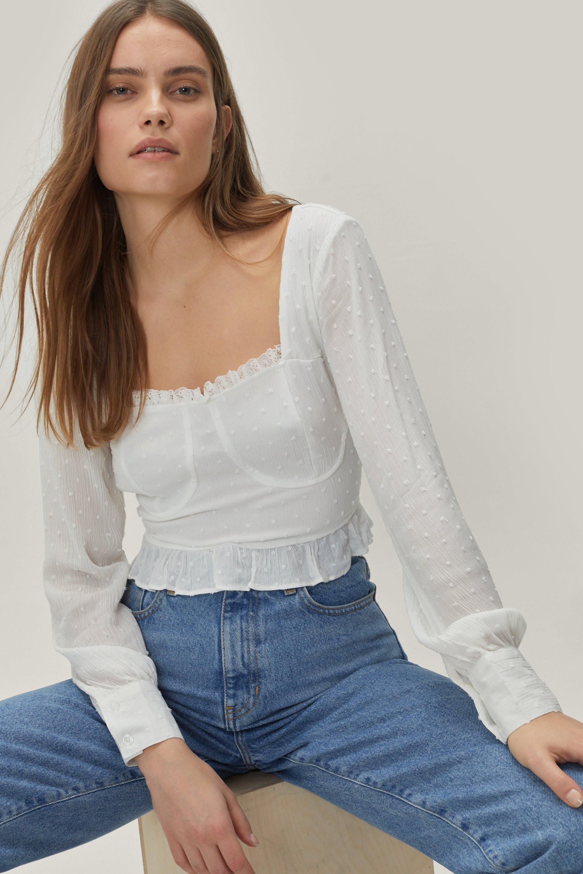 Cupped Square Neck Textured Crop Top | Nasty Gal (US)