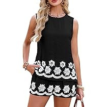 Amazon.com: Blooming Jelly Womens Two Piece Sets 3D Puff Print Summer Vacation Outfits Crew Neck ... | Amazon (US)