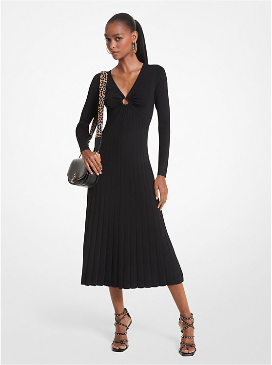 Ribbed Stretch Knit Ring Midi Dress | Michael Kors US