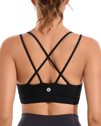 RUNNING GIRL Sports Bras for Women High Support,Criss-Cross Back Strappy Bra Moulded Cup High Impact Workout Crop Tops(WX3018 Black XXL) | Amazon (US)