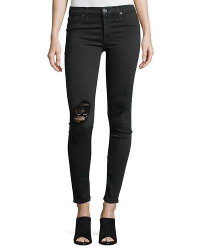 Nico Distressed Mid-Rise Skinny Jeans, Ravage | Neiman Marcus