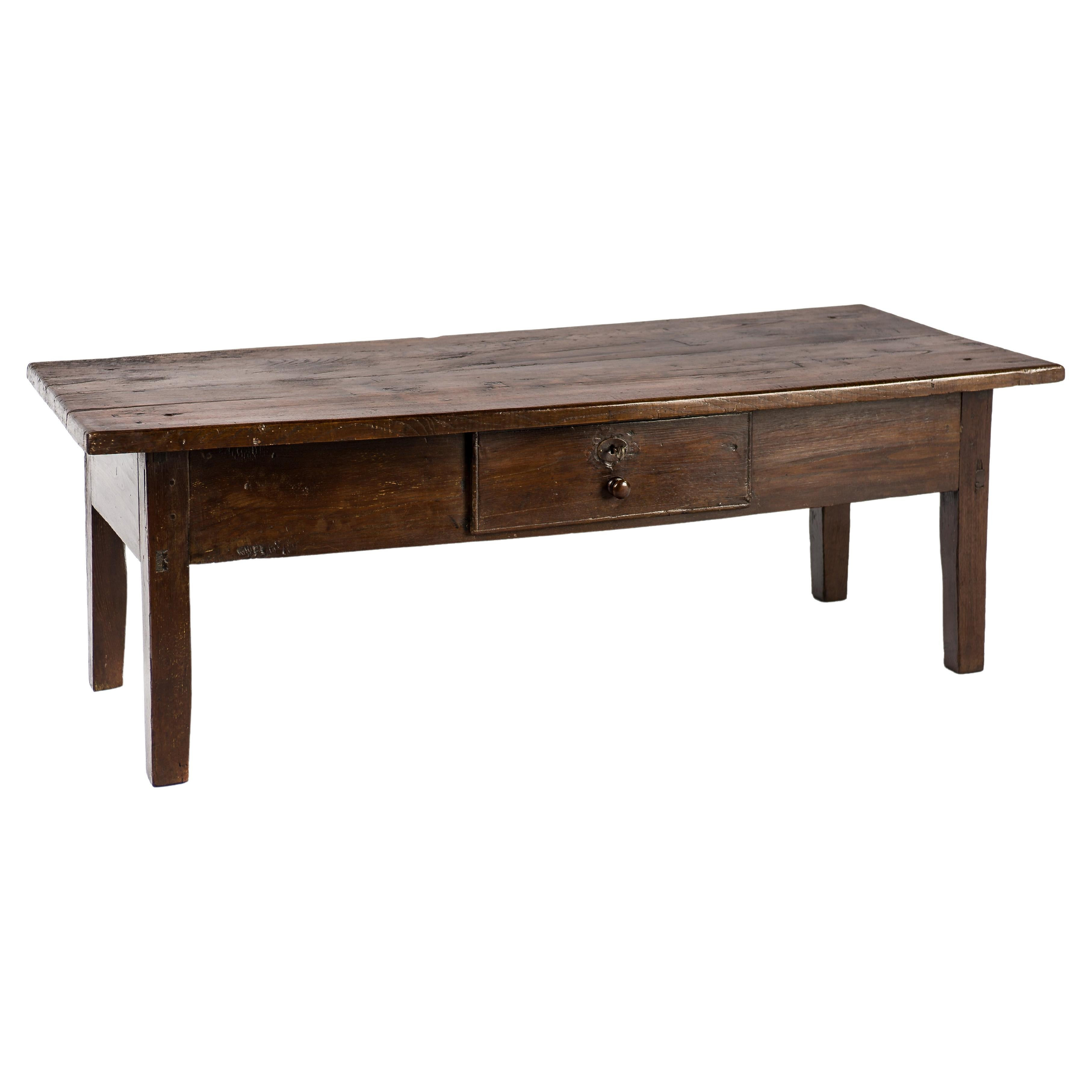 Antique Early 19th-Century Rustic Spanish Warm Brown Chestnut Coffee Table | 1stDibs