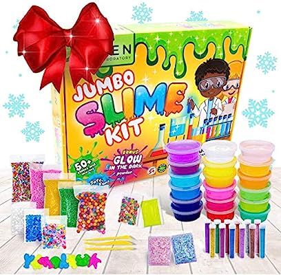 DIY Slime Kit Toy for Kids Girls Boys Ages 5-12, Glow in The Dark Glitter Slime Making Kit - Slim... | Amazon (US)