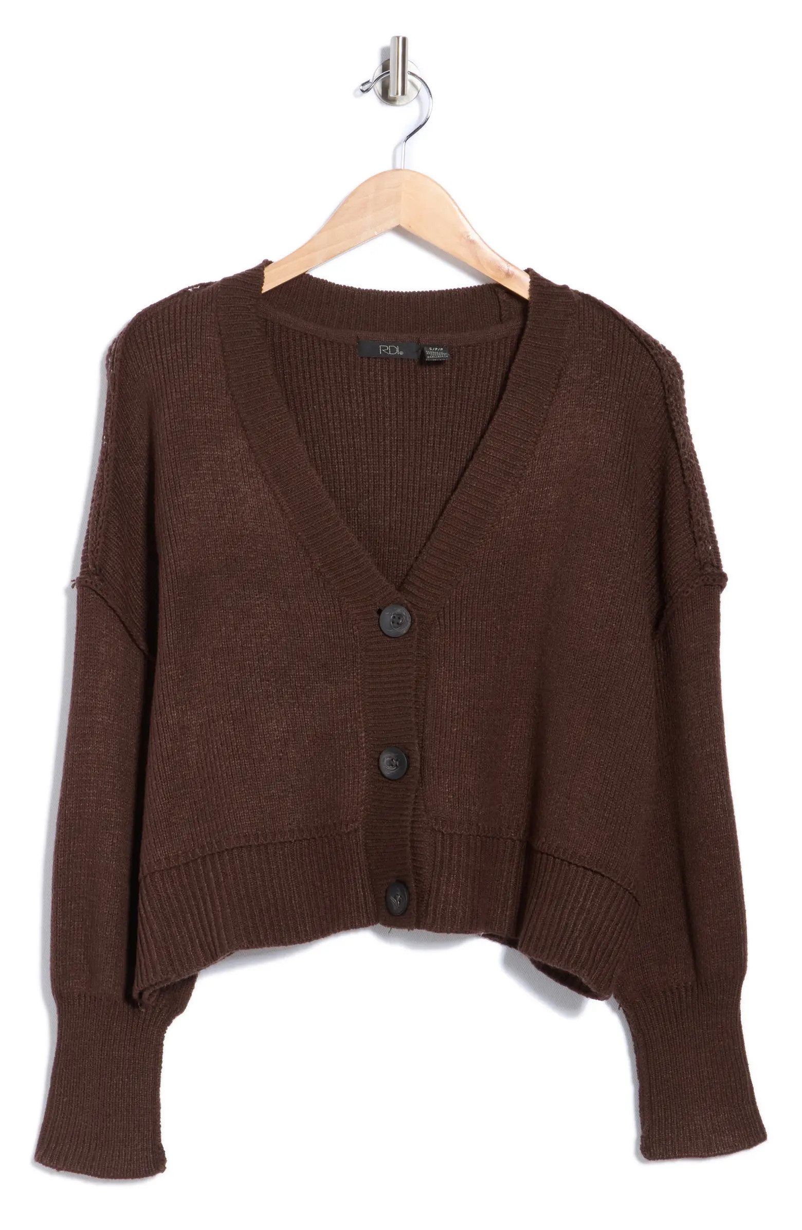 RDI Button Front Cotton Blend Crop Cardigan | Nordstromrack | Nordstrom Rack