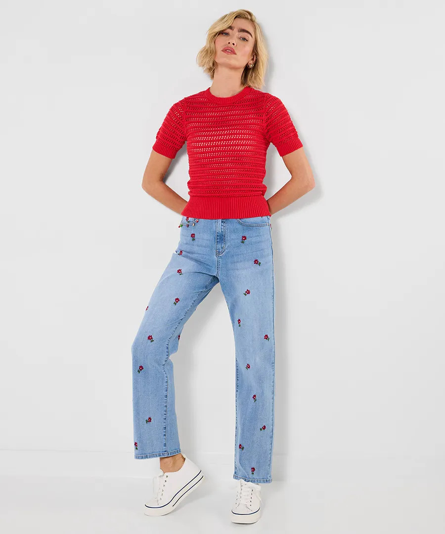 Amelia Floral Embroidered Jeans | Joe Browns