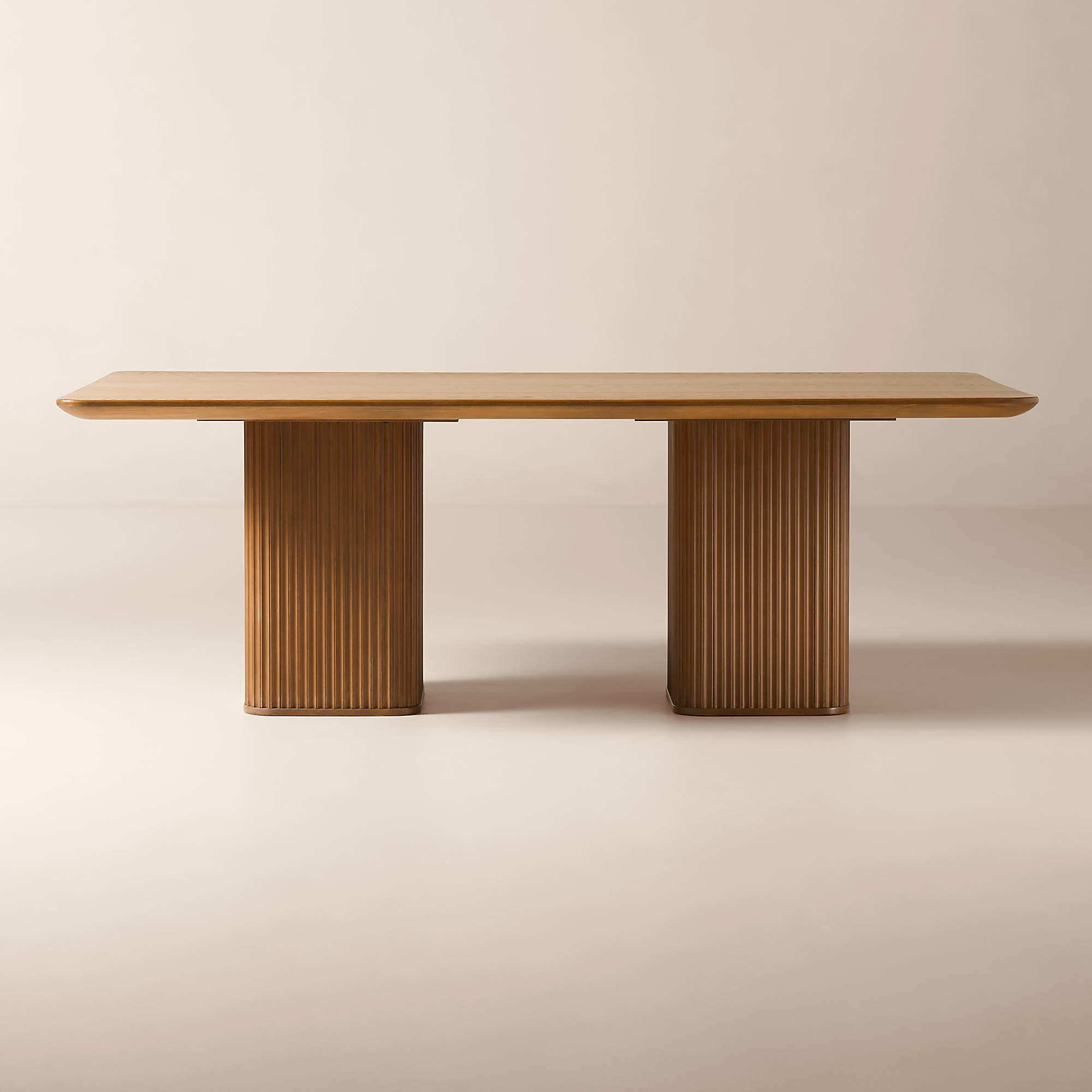 Davison 85" Rectangular Fluted Warm Oak Dining Table + Reviews | CB2 | CB2