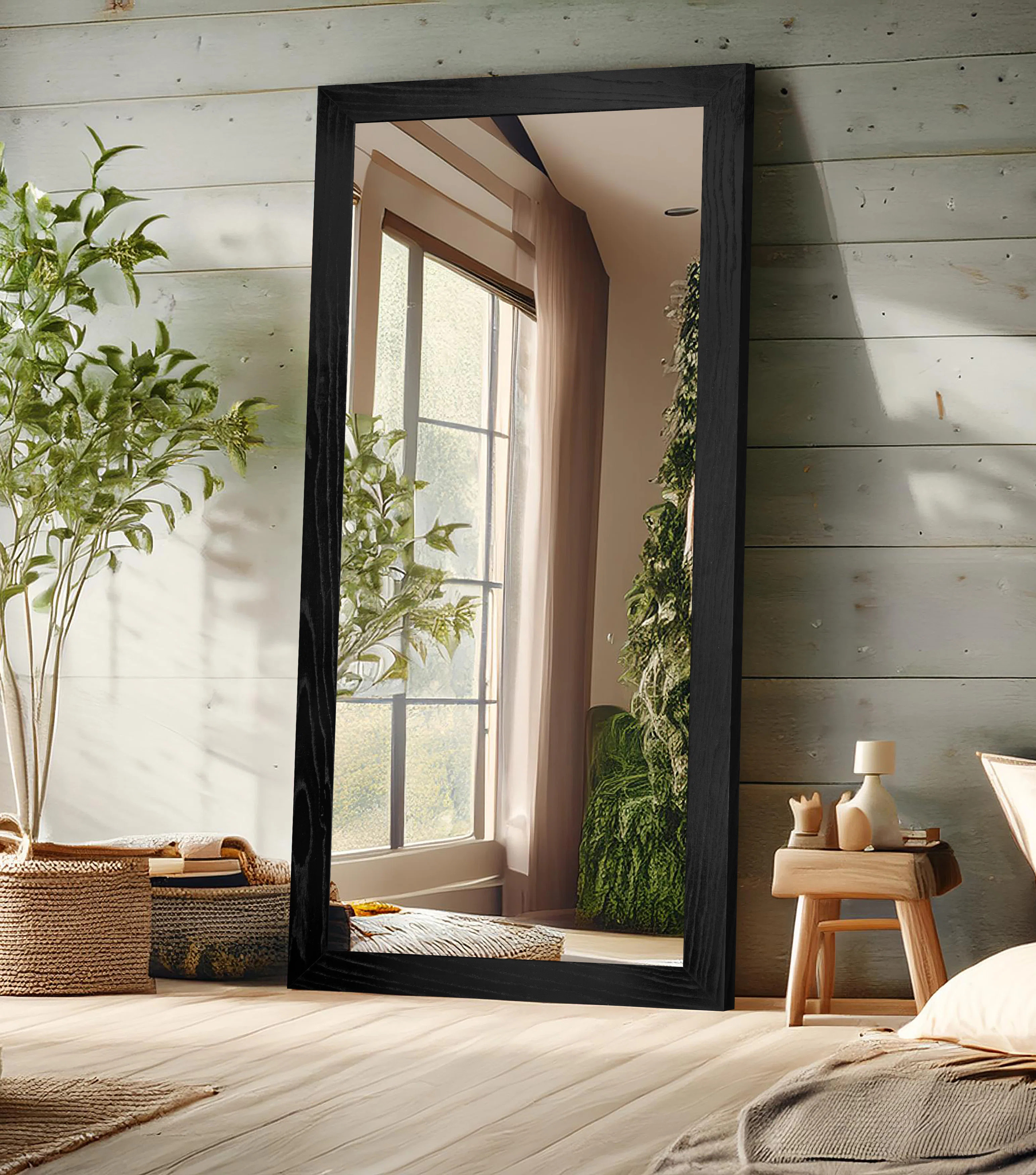 Gracie Oaks Ozark Hardwood Floor Mirror Red Oak | Wayfair North America