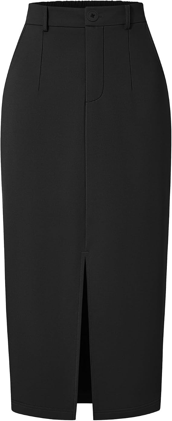 ZESICA Pencil Midi Skirt for Women 2026 Summer High Waisted Slit Bodycon Long Skirts Business Cas... | Amazon (US)