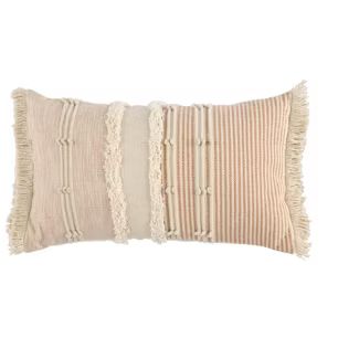 Haven Textured Lumbar Color Block Decorative Pillow with Fringe - Shiraleah | Target