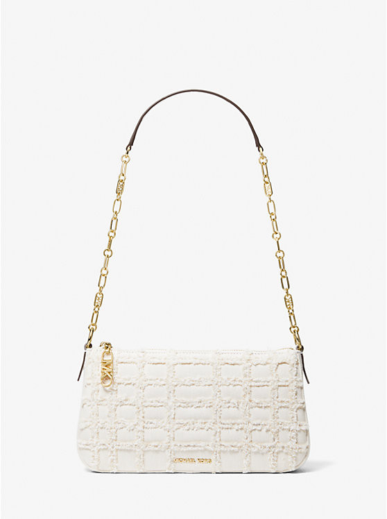 Empire Medium Frayed Denim Chain-Link Pochette | Michael Kors US